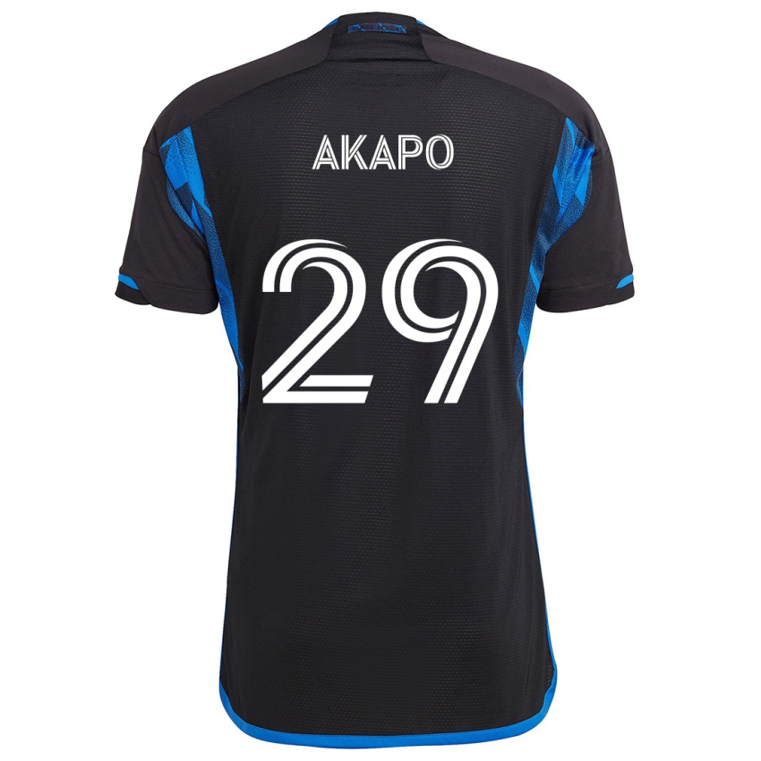 Børn Carlos Akapo #29 Blå Sort Hjemmebane Spillertrøjer 2024/25 Trøje T-Shirt