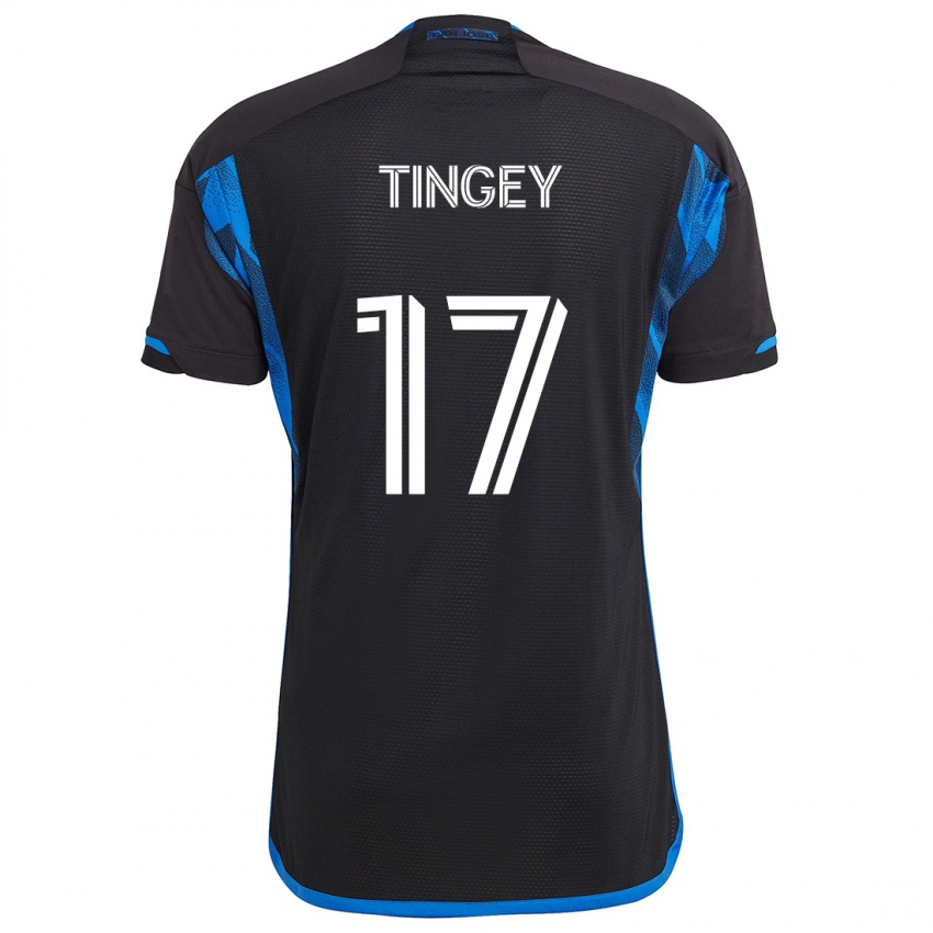 Børn Keegan Tingey #17 Blå Sort Hjemmebane Spillertrøjer 2024/25 Trøje T-Shirt