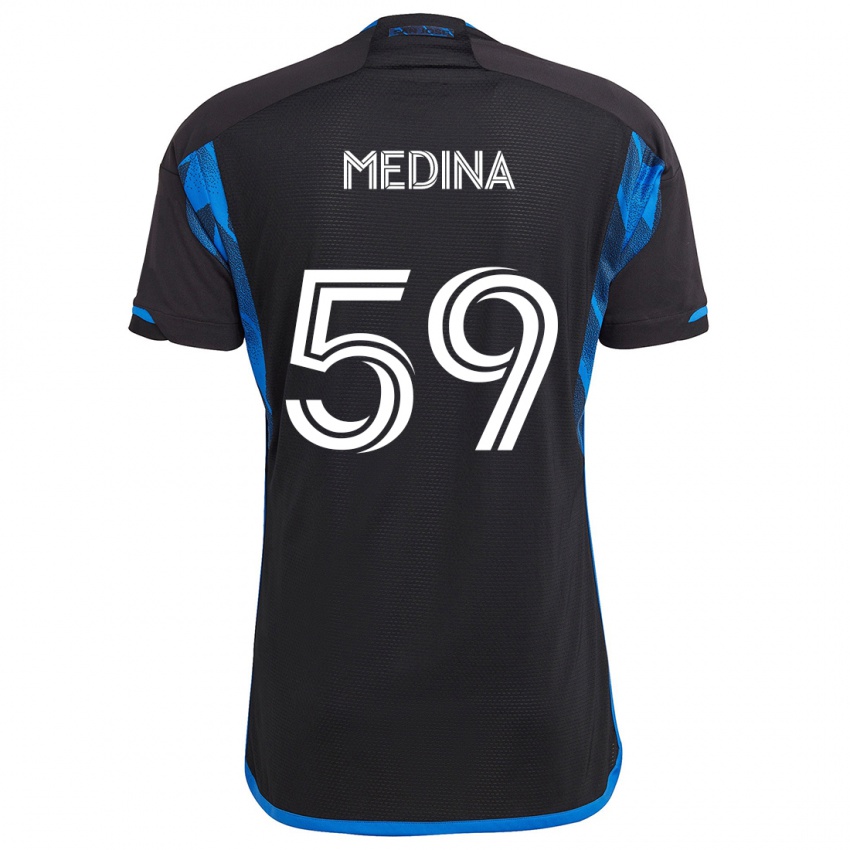 Børn Cruz Medina #59 Blå Sort Hjemmebane Spillertrøjer 2024/25 Trøje T-Shirt