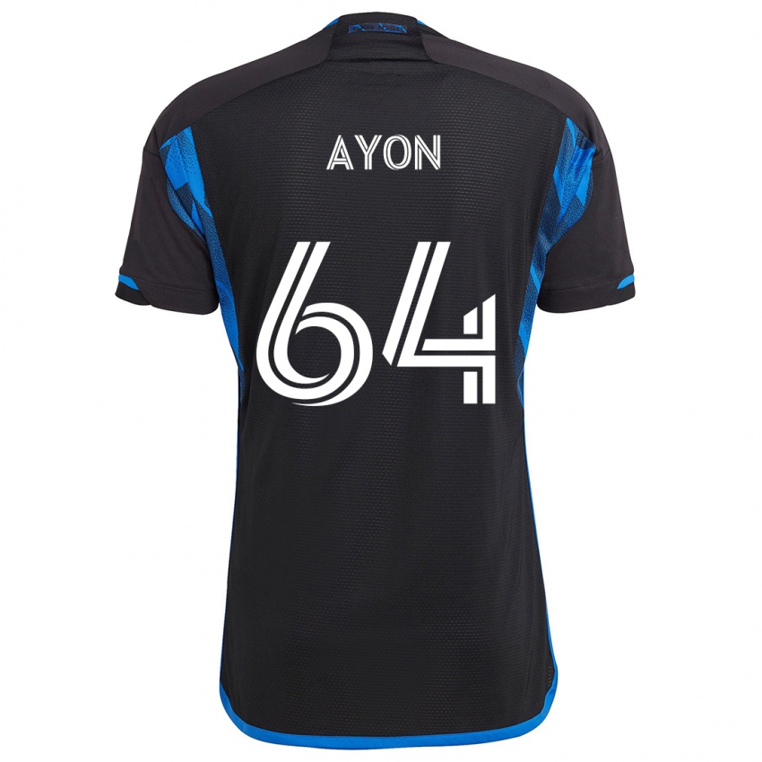 Børn Jerry Ayon #64 Blå Sort Hjemmebane Spillertrøjer 2024/25 Trøje T-Shirt