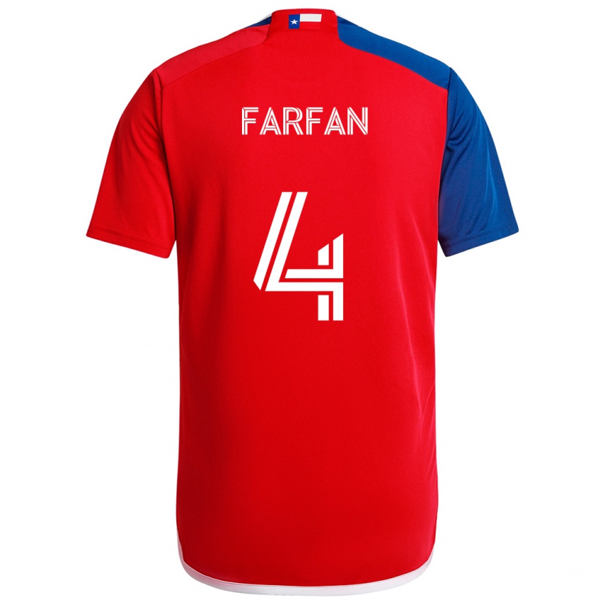 Børn Marco Farfán #4 Blå Rød Hjemmebane Spillertrøjer 2024/25 Trøje T-Shirt