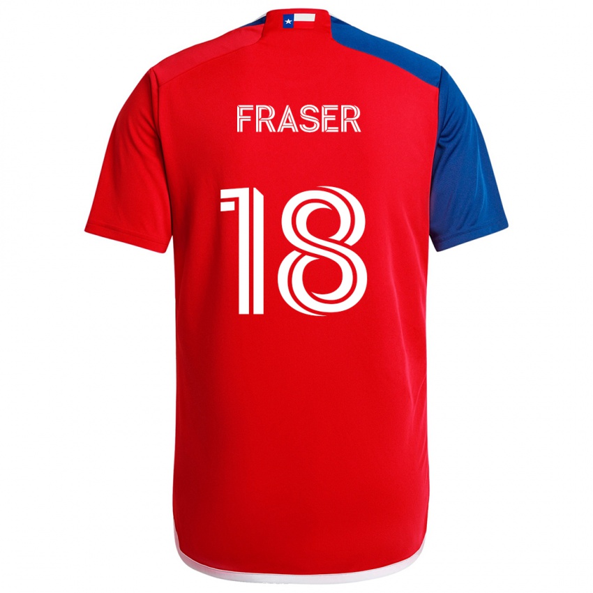 Børn Liam Fraser #18 Blå Rød Hjemmebane Spillertrøjer 2024/25 Trøje T-Shirt