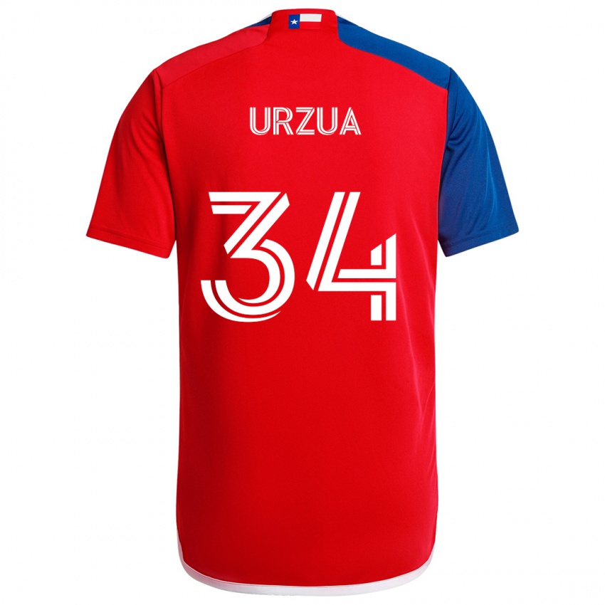 Børn Alejandro Urzua #34 Blå Rød Hjemmebane Spillertrøjer 2024/25 Trøje T-Shirt