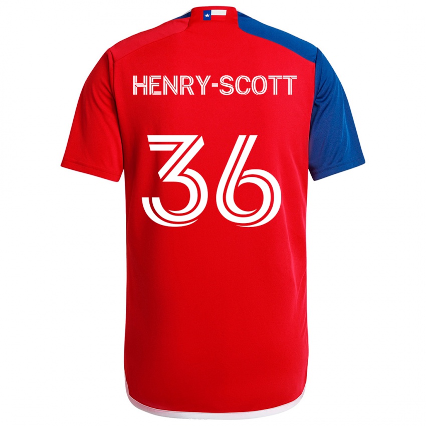 Børn Malik Henry-Scott #36 Blå Rød Hjemmebane Spillertrøjer 2024/25 Trøje T-Shirt