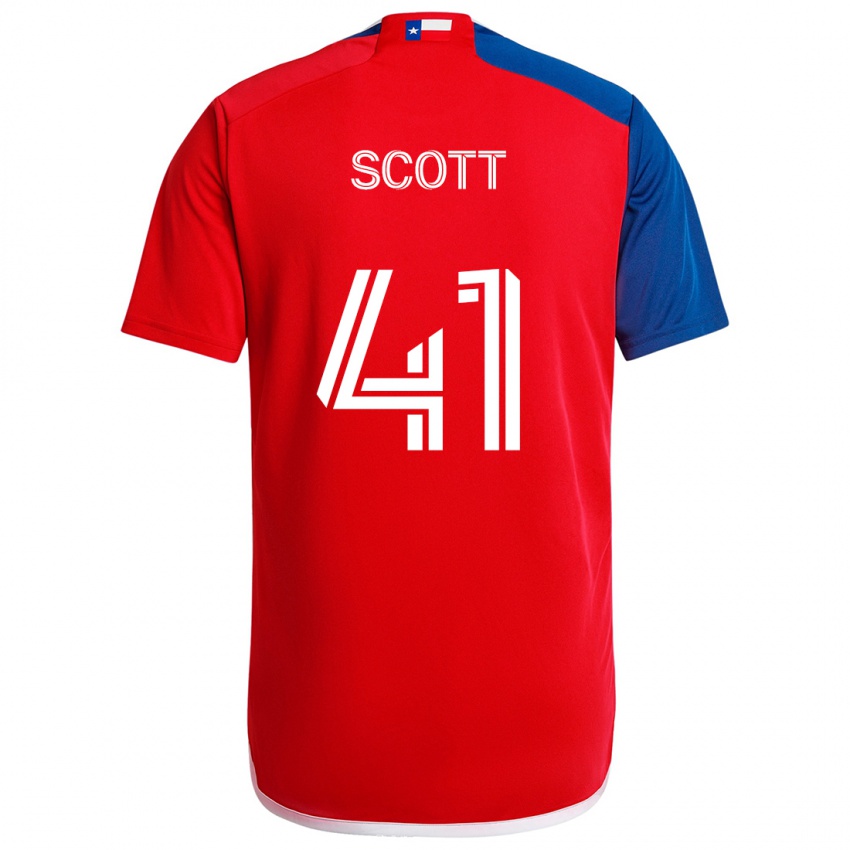 Børn Tarik Scott #41 Blå Rød Hjemmebane Spillertrøjer 2024/25 Trøje T-Shirt