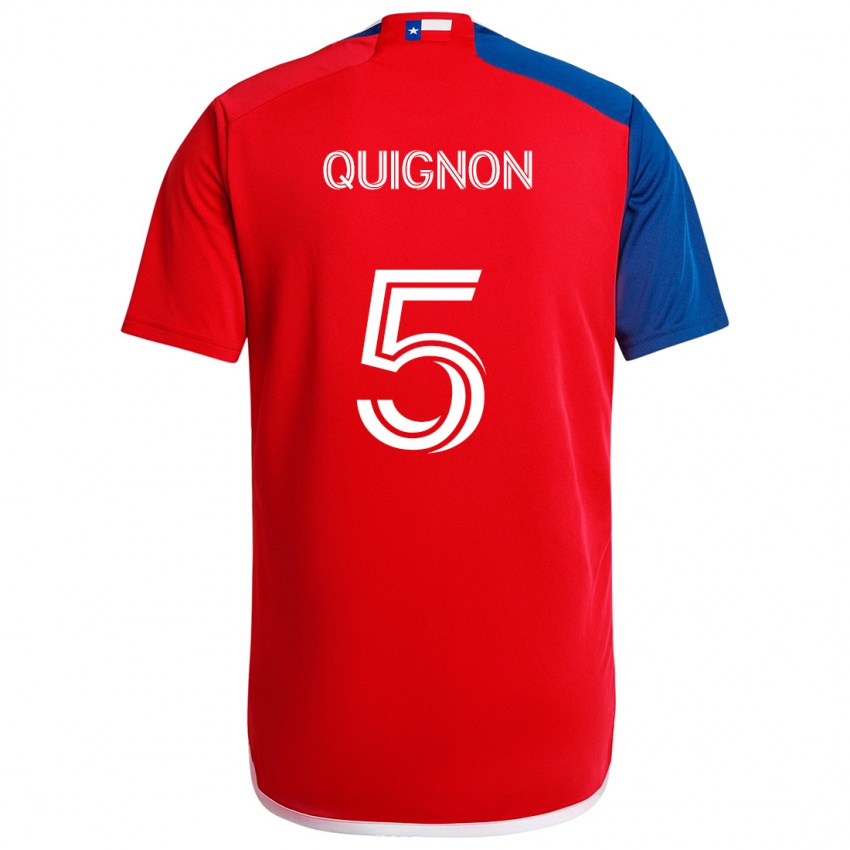 Børn Facundo Quignón #5 Blå Rød Hjemmebane Spillertrøjer 2024/25 Trøje T-Shirt