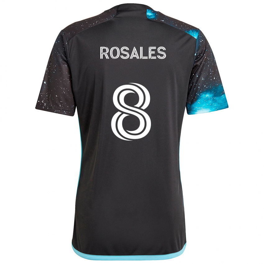 Børn Joseph Rosales #8 Sort Blå Hjemmebane Spillertrøjer 2024/25 Trøje T-Shirt