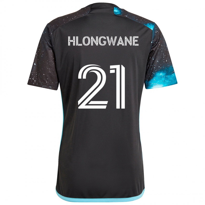 Børn Bongokuhle Hlongwane #21 Sort Blå Hjemmebane Spillertrøjer 2024/25 Trøje T-Shirt