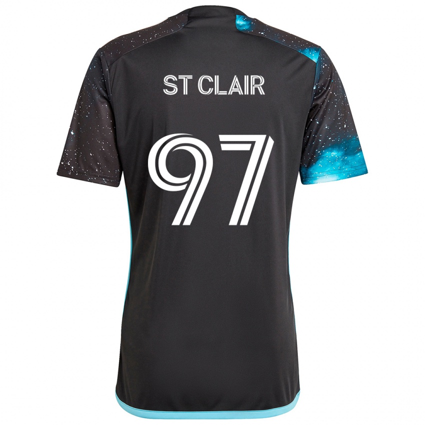 Børn Dayne St. Clair #97 Sort Blå Hjemmebane Spillertrøjer 2024/25 Trøje T-Shirt