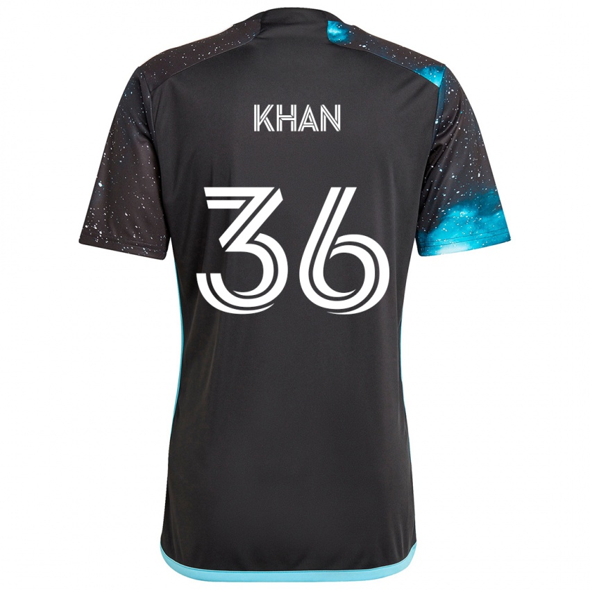 Børn Molik Khan #36 Sort Blå Hjemmebane Spillertrøjer 2024/25 Trøje T-Shirt