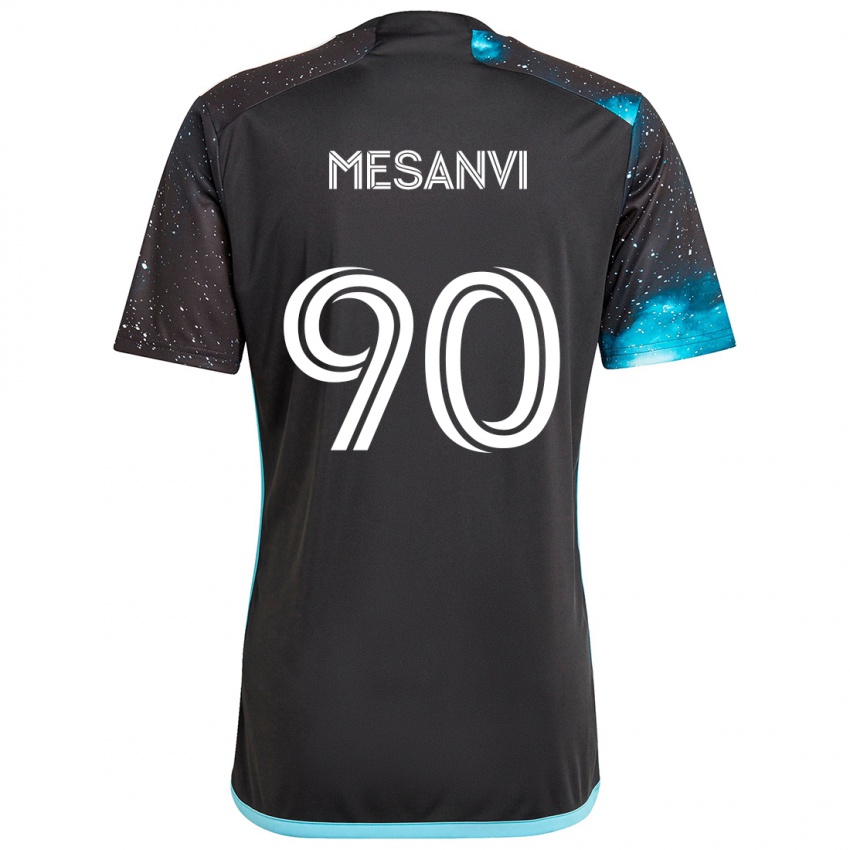 Børn Loïc Mesanvi #90 Sort Blå Hjemmebane Spillertrøjer 2024/25 Trøje T-Shirt