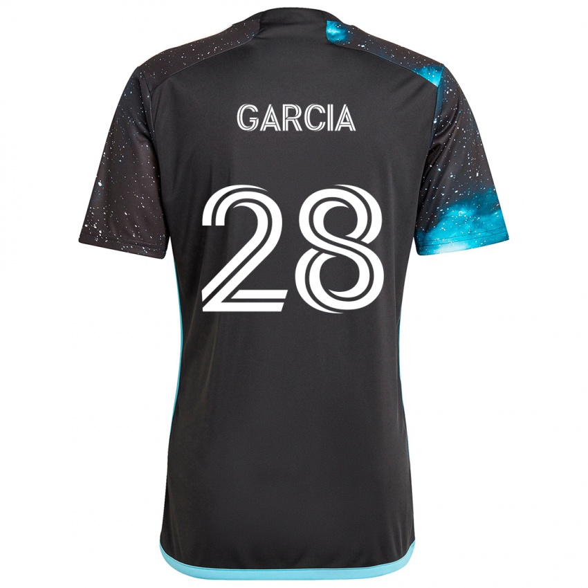 Børn Mender García #28 Sort Blå Hjemmebane Spillertrøjer 2024/25 Trøje T-Shirt