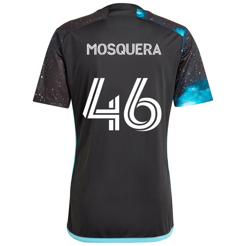 Børn Juan Camilo Mosquera #46 Sort Blå Hjemmebane Spillertrøjer 2024/25 Trøje T-Shirt