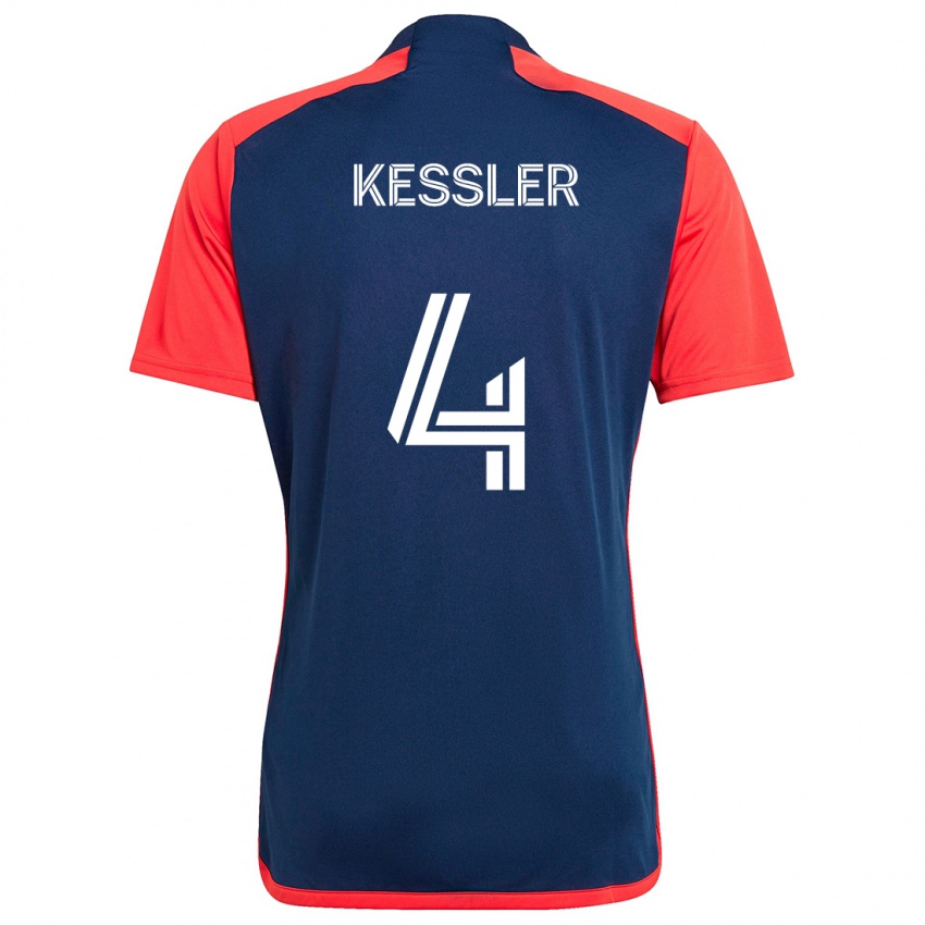 Børn Henry Kessler #4 Blå Rød Hjemmebane Spillertrøjer 2024/25 Trøje T-Shirt