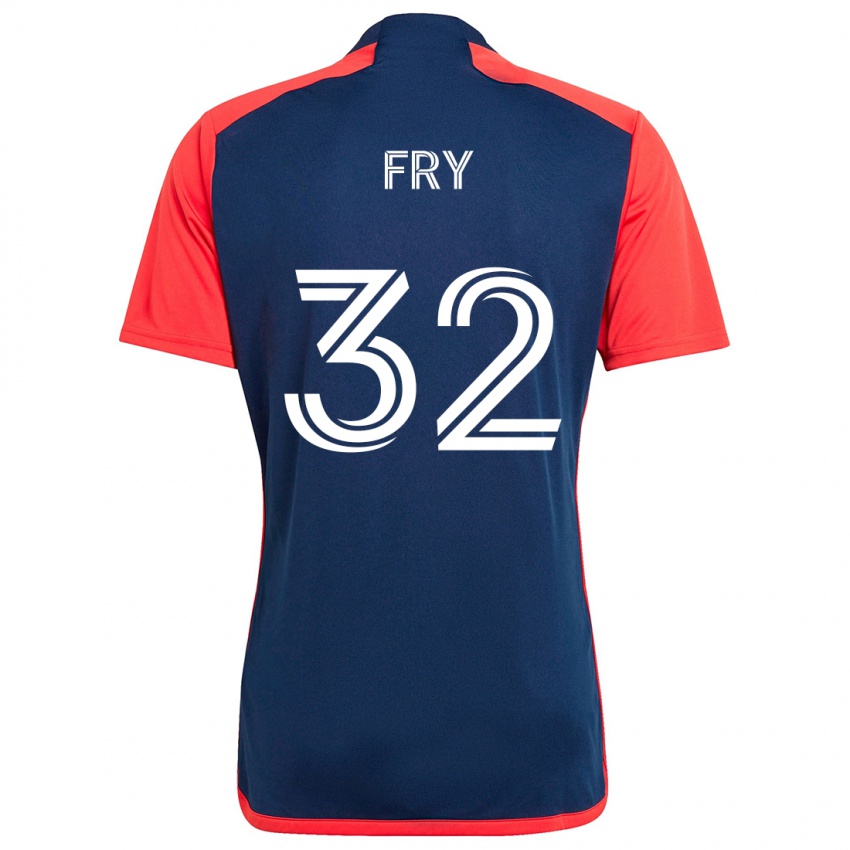 Børn Malcolm Fry #32 Blå Rød Hjemmebane Spillertrøjer 2024/25 Trøje T-Shirt