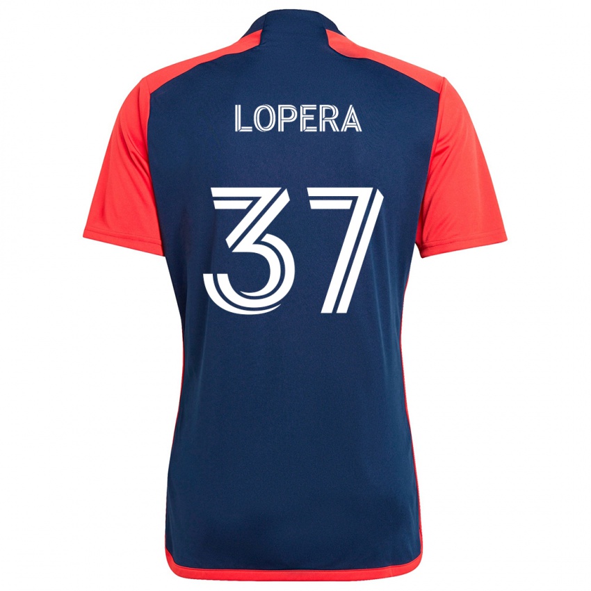 Børn Steban Lopera #37 Blå Rød Hjemmebane Spillertrøjer 2024/25 Trøje T-Shirt