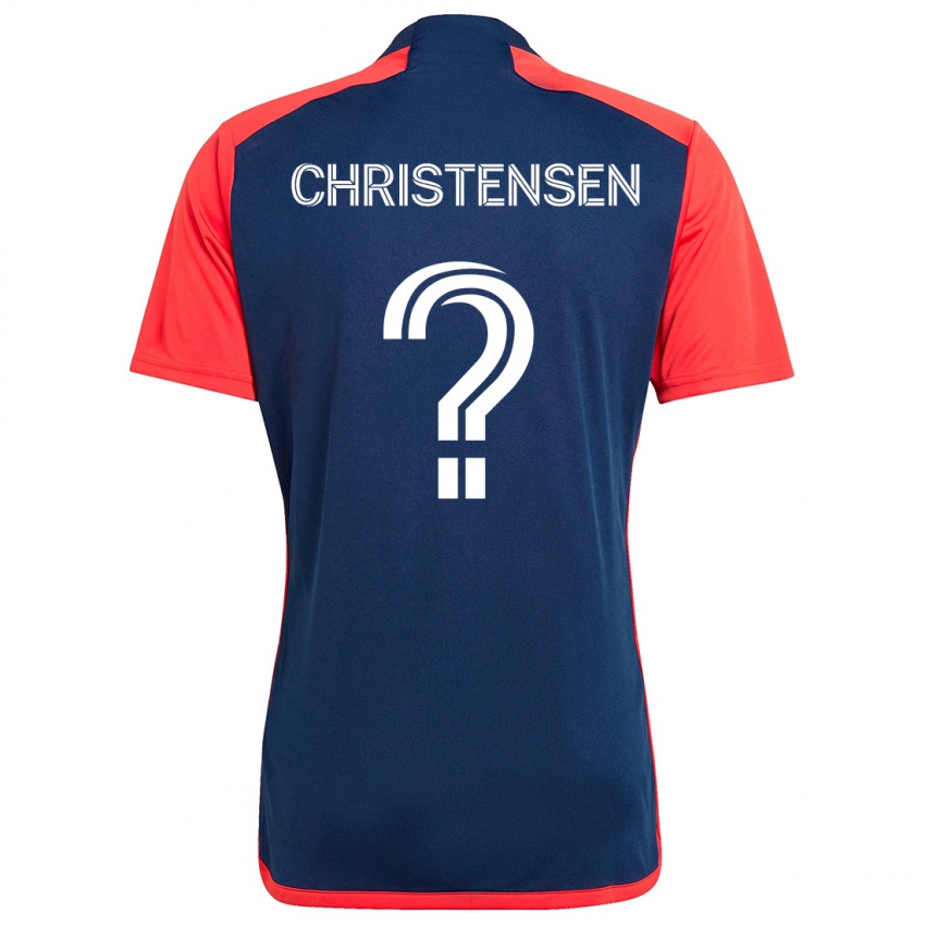 Børn Kevin Christensen #0 Blå Rød Hjemmebane Spillertrøjer 2024/25 Trøje T-Shirt