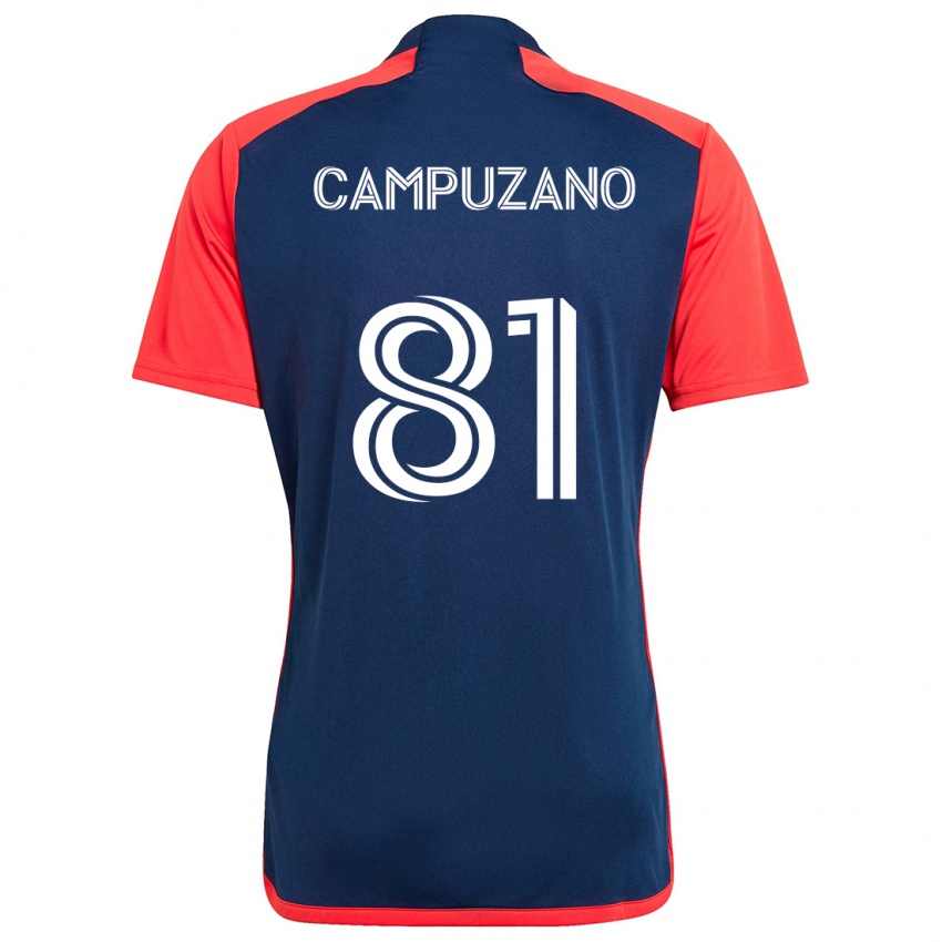 Børn Nico Campuzano #81 Blå Rød Hjemmebane Spillertrøjer 2024/25 Trøje T-Shirt