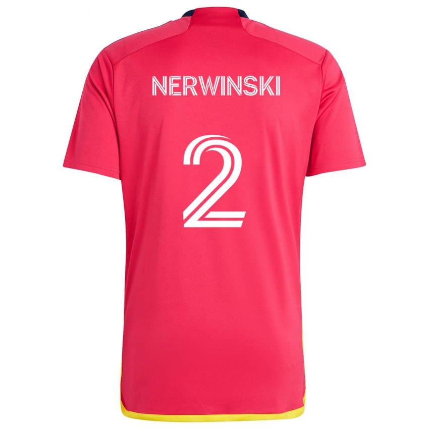 Børn Jake Nerwinski #2 Rød Blå Hjemmebane Spillertrøjer 2024/25 Trøje T-Shirt