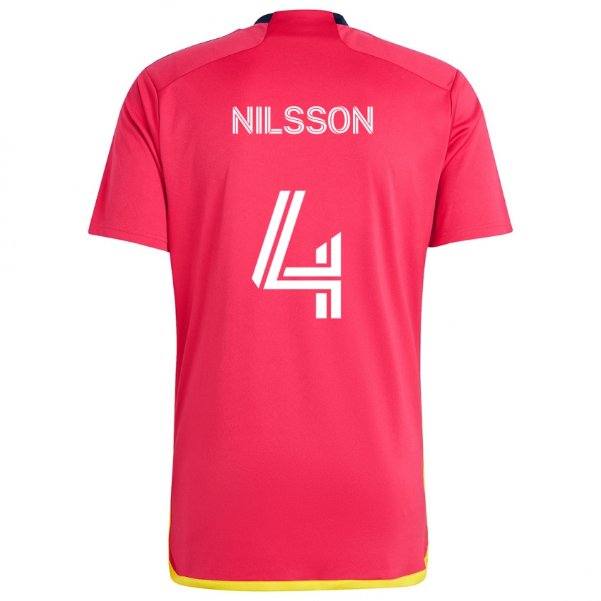 Børn Joakim Nilsson #4 Rød Blå Hjemmebane Spillertrøjer 2024/25 Trøje T-Shirt