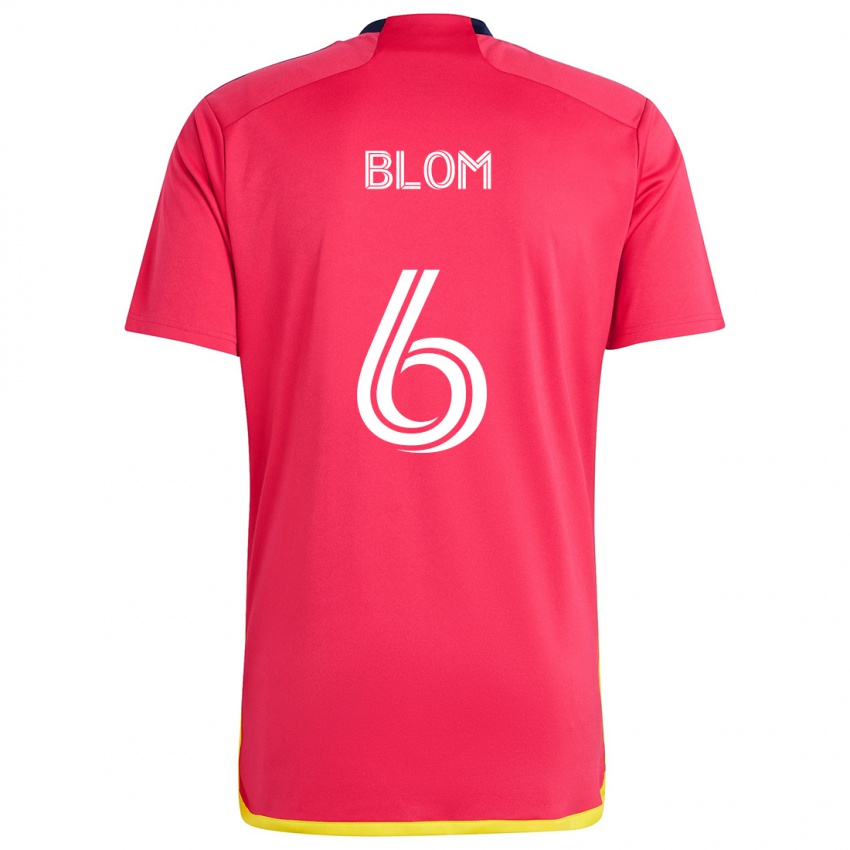 Børn Njabulo Blom #6 Rød Blå Hjemmebane Spillertrøjer 2024/25 Trøje T-Shirt