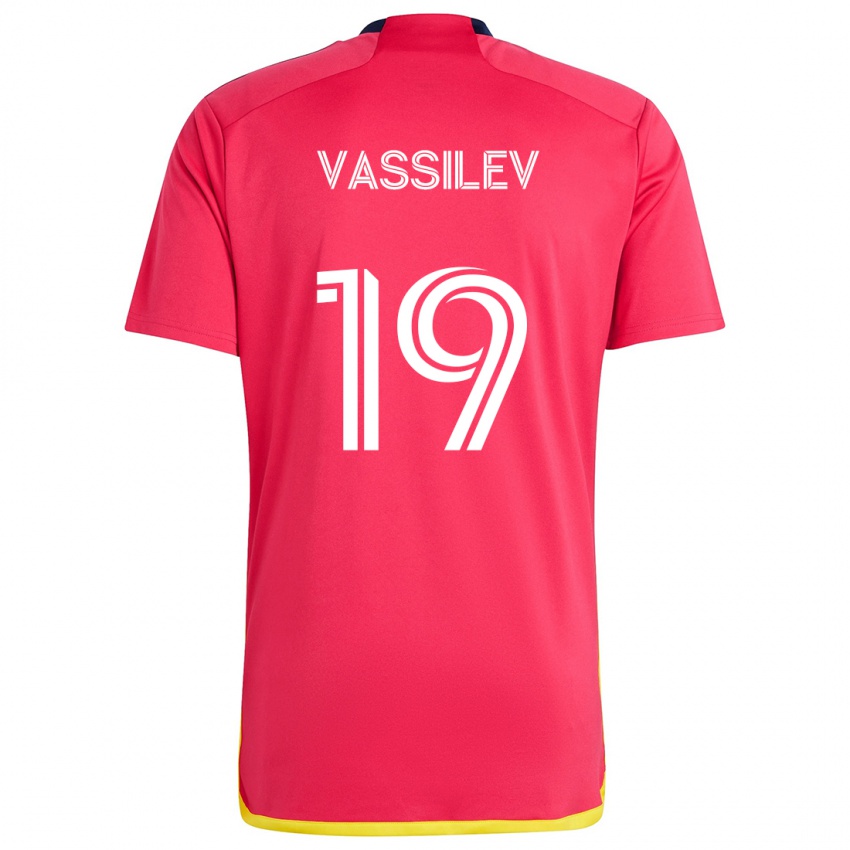 Børn Indiana Vassilev #19 Rød Blå Hjemmebane Spillertrøjer 2024/25 Trøje T-Shirt