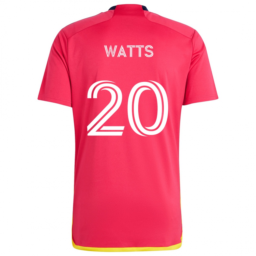 Børn Akil Watts #20 Rød Blå Hjemmebane Spillertrøjer 2024/25 Trøje T-Shirt