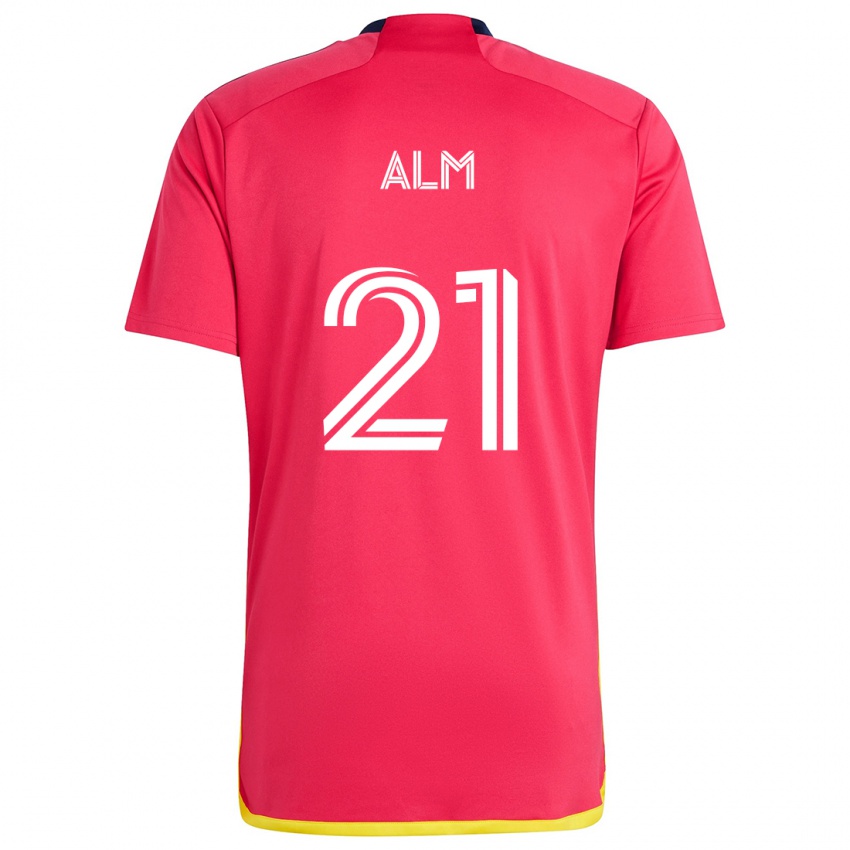 Børn Rasmus Alm #21 Rød Blå Hjemmebane Spillertrøjer 2024/25 Trøje T-Shirt