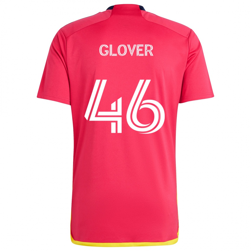 Børn Caden Glover #46 Rød Blå Hjemmebane Spillertrøjer 2024/25 Trøje T-Shirt