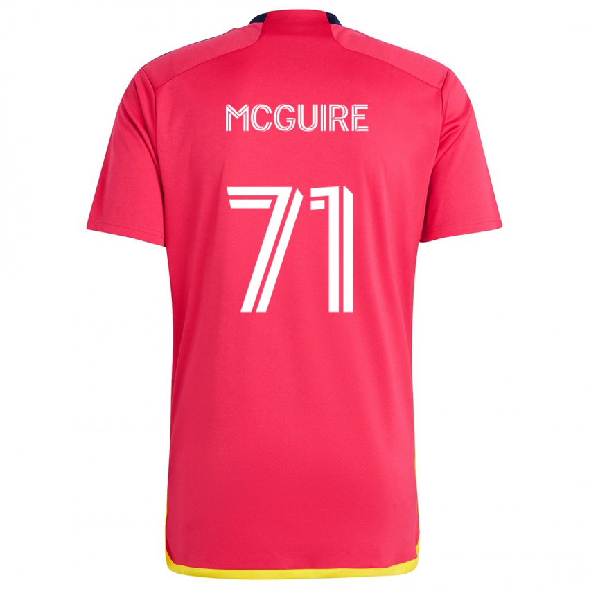 Børn Nolan Mcguire #71 Rød Blå Hjemmebane Spillertrøjer 2024/25 Trøje T-Shirt