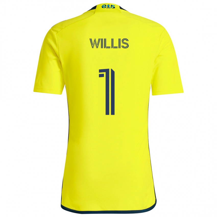 Børn Joe Willis #1 Gul Blå Hjemmebane Spillertrøjer 2024/25 Trøje T-Shirt