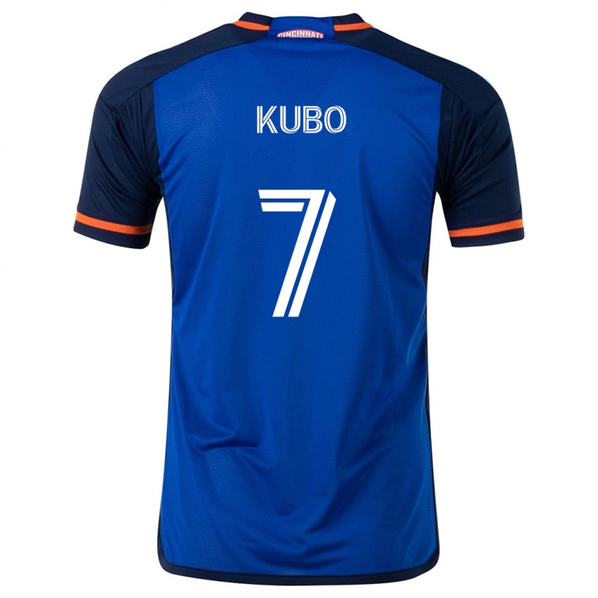 Børn Yuya Kubo #7 Blå Hvid Hjemmebane Spillertrøjer 2024/25 Trøje T-Shirt