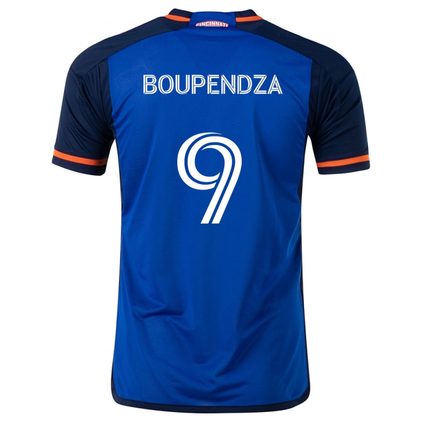 Børn Aaron Boupendza #9 Blå Hvid Hjemmebane Spillertrøjer 2024/25 Trøje T-Shirt