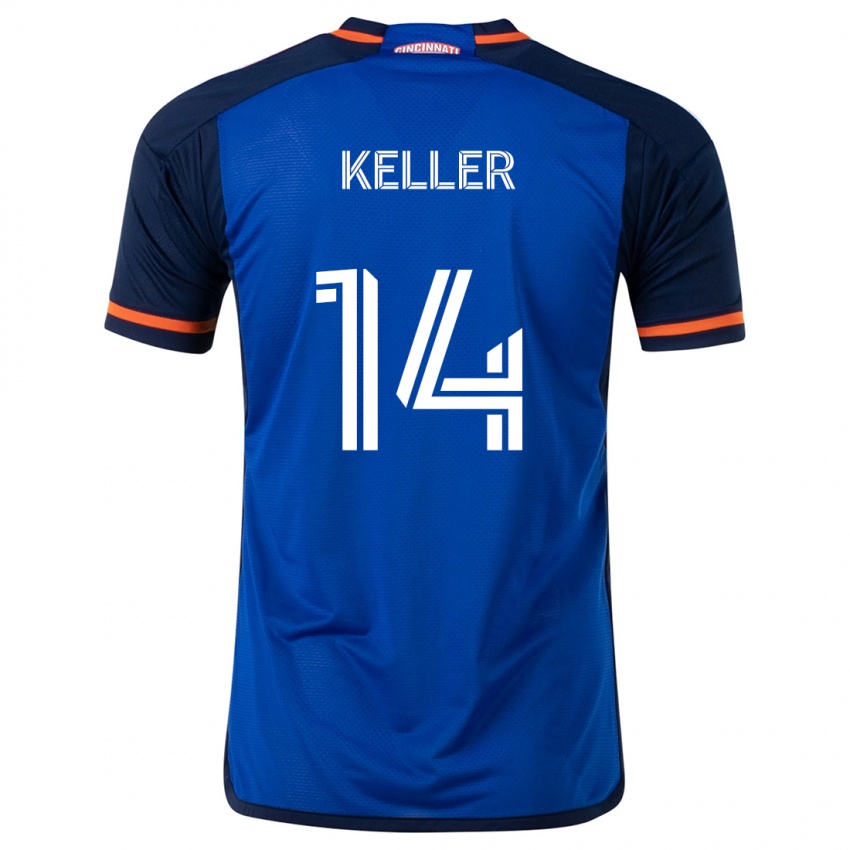 Børn Kipp Keller #14 Blå Hvid Hjemmebane Spillertrøjer 2024/25 Trøje T-Shirt