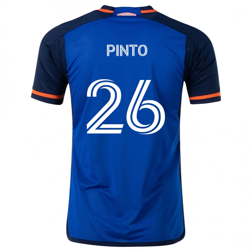 Børn Malik Pinto #26 Blå Hvid Hjemmebane Spillertrøjer 2024/25 Trøje T-Shirt