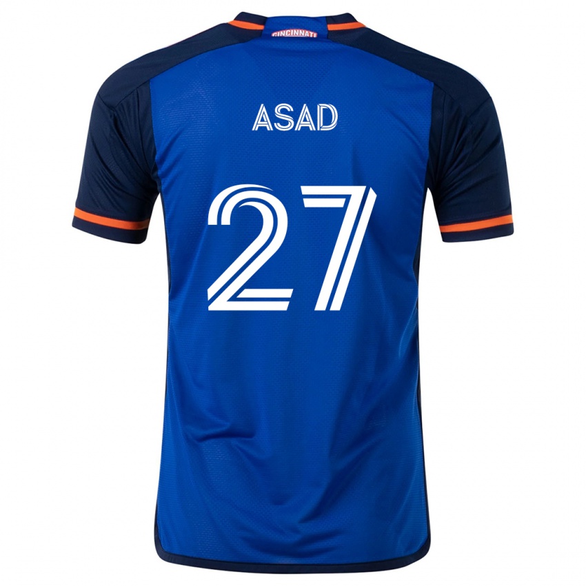 Børn Yamil Asad #27 Blå Hvid Hjemmebane Spillertrøjer 2024/25 Trøje T-Shirt