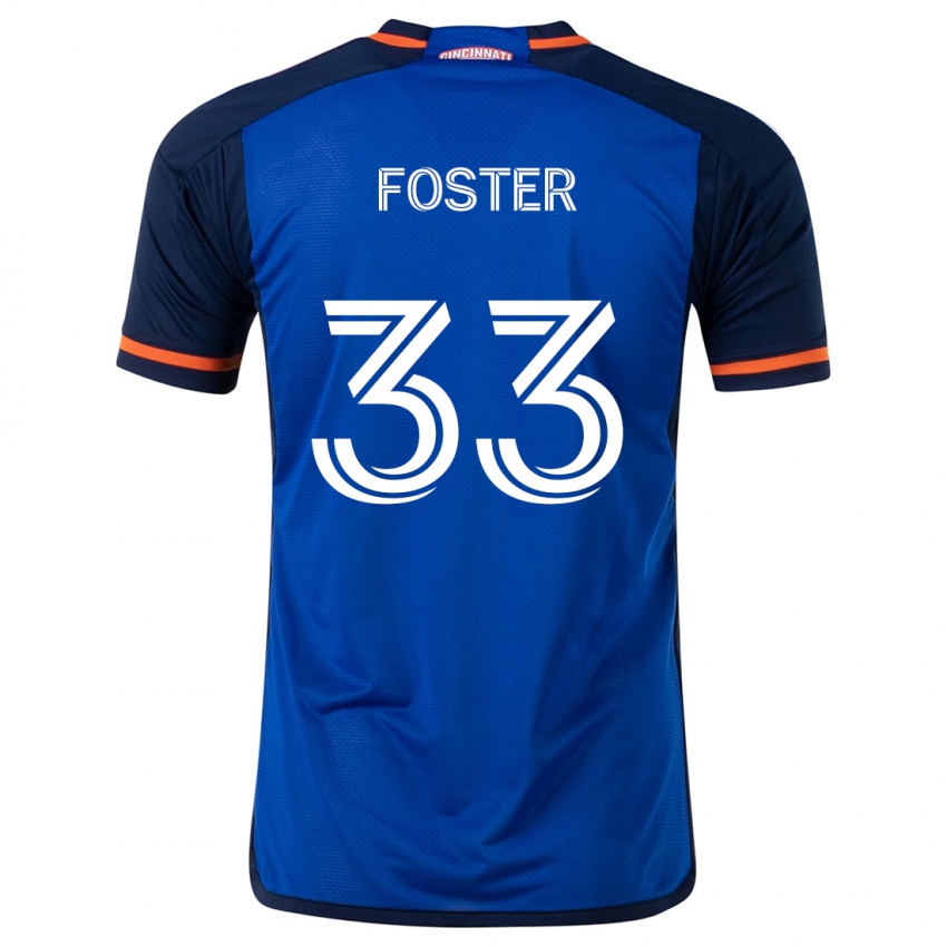 Børn Isaiah Foster #33 Blå Hvid Hjemmebane Spillertrøjer 2024/25 Trøje T-Shirt