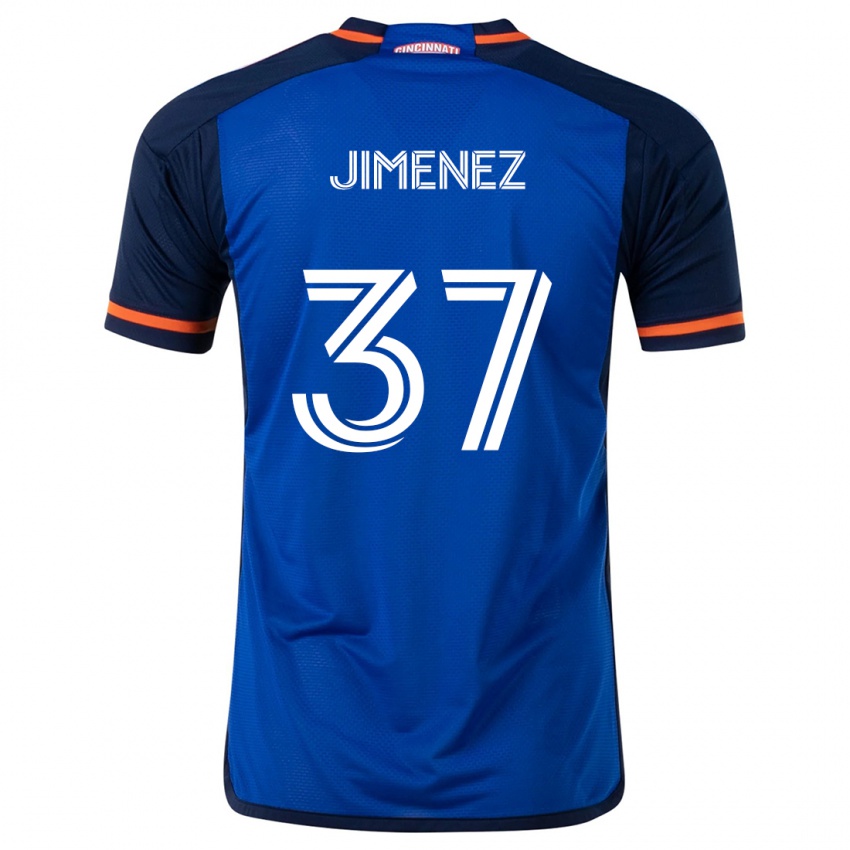 Børn Stiven Jimenez #37 Blå Hvid Hjemmebane Spillertrøjer 2024/25 Trøje T-Shirt