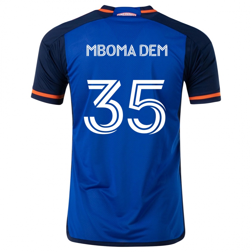 Børn Kenji Mboma Dem #35 Blå Hvid Hjemmebane Spillertrøjer 2024/25 Trøje T-Shirt