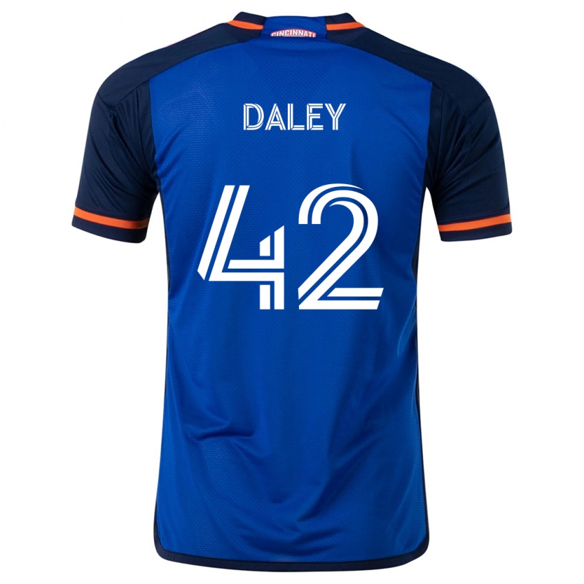 Børn Amir Daley #42 Blå Hvid Hjemmebane Spillertrøjer 2024/25 Trøje T-Shirt