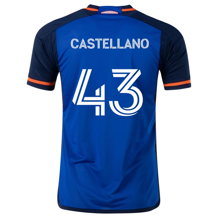 Børn Jesús Castellano #43 Blå Hvid Hjemmebane Spillertrøjer 2024/25 Trøje T-Shirt