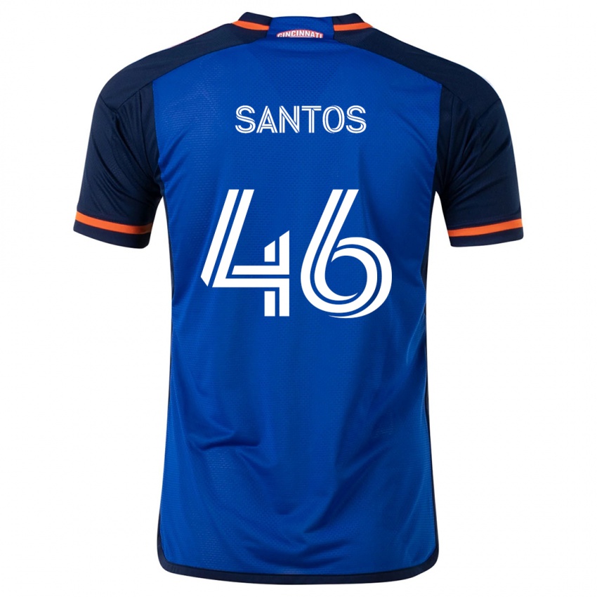 Børn Guilherme Santos #46 Blå Hvid Hjemmebane Spillertrøjer 2024/25 Trøje T-Shirt