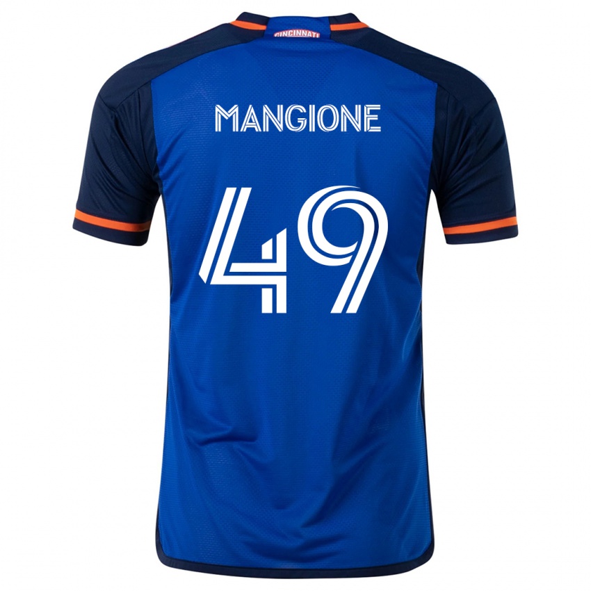 Børn Peter Mangione #49 Blå Hvid Hjemmebane Spillertrøjer 2024/25 Trøje T-Shirt