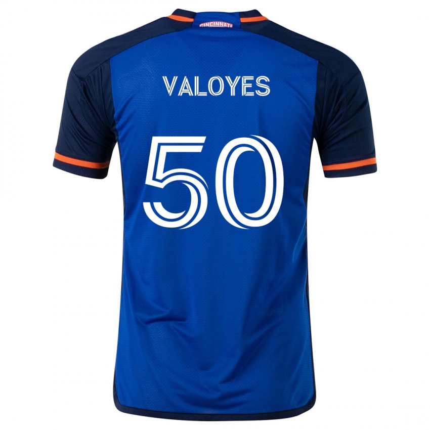 Børn Yeiner Valoyes #50 Blå Hvid Hjemmebane Spillertrøjer 2024/25 Trøje T-Shirt