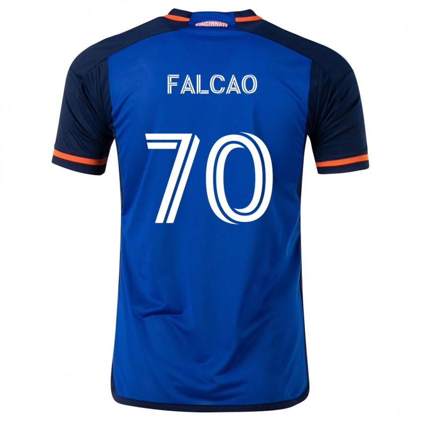 Børn Kiano Falcao #70 Blå Hvid Hjemmebane Spillertrøjer 2024/25 Trøje T-Shirt