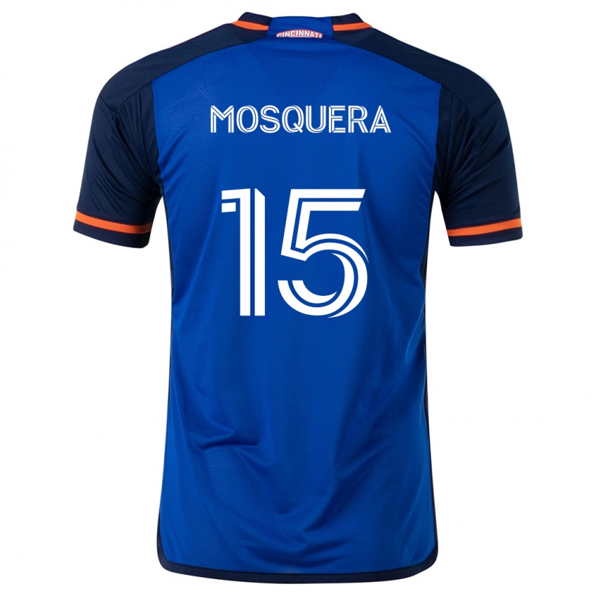 Børn Yerson Mosquera #15 Blå Hvid Hjemmebane Spillertrøjer 2024/25 Trøje T-Shirt