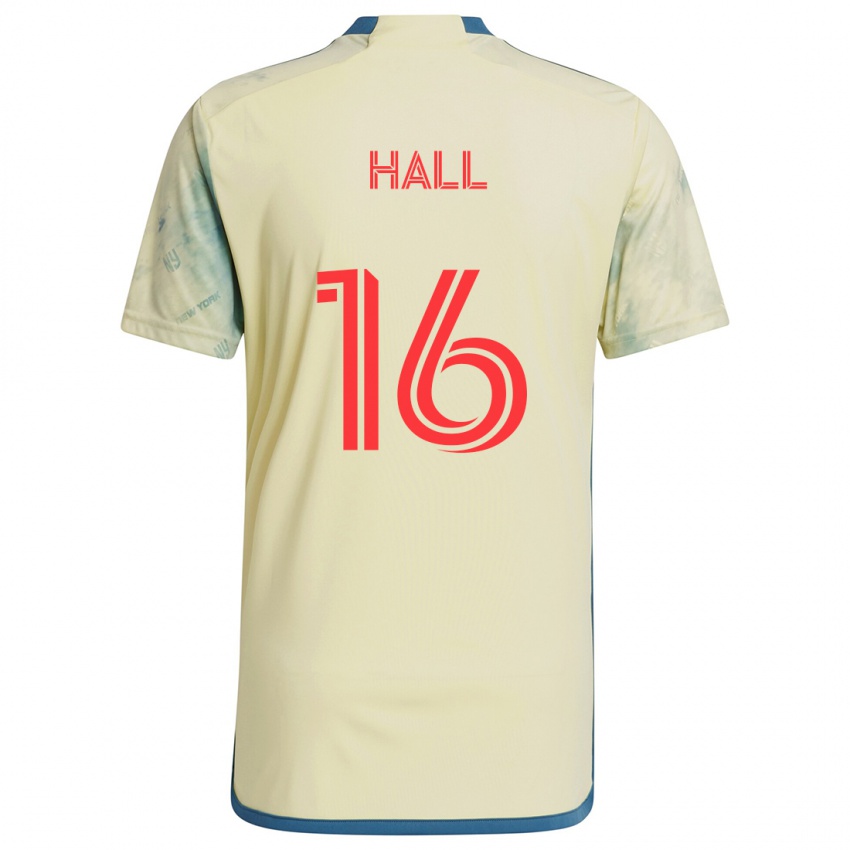 Børn Julian Hall #16 Gul Rød Blå Hjemmebane Spillertrøjer 2024/25 Trøje T-Shirt