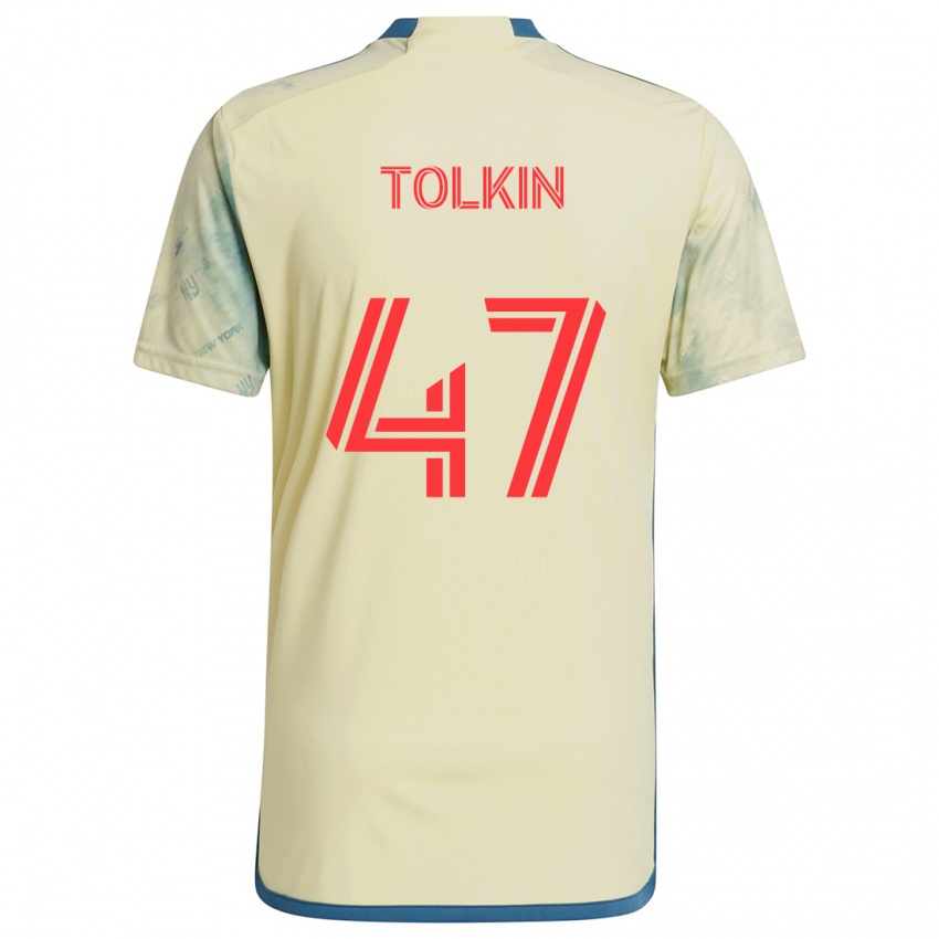 Børn John Tolkin #47 Gul Rød Blå Hjemmebane Spillertrøjer 2024/25 Trøje T-Shirt