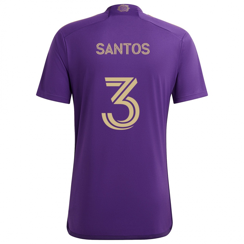 Børn Rafael Santos #3 Lilla Gul Hjemmebane Spillertrøjer 2024/25 Trøje T-Shirt