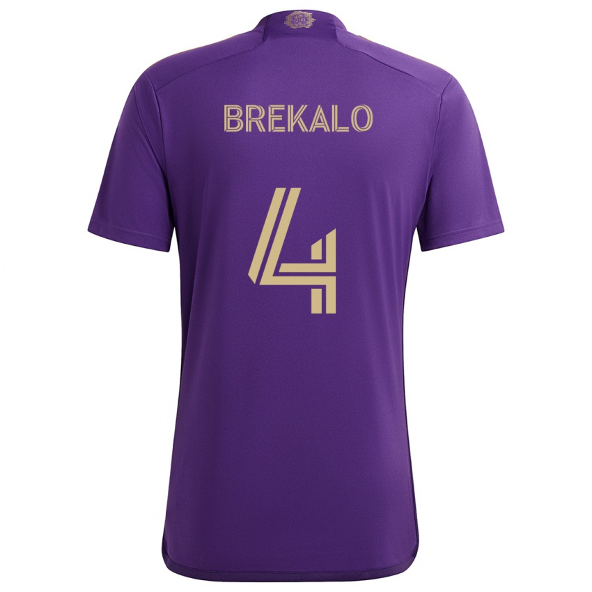 Børn David Brekalo #4 Lilla Gul Hjemmebane Spillertrøjer 2024/25 Trøje T-Shirt